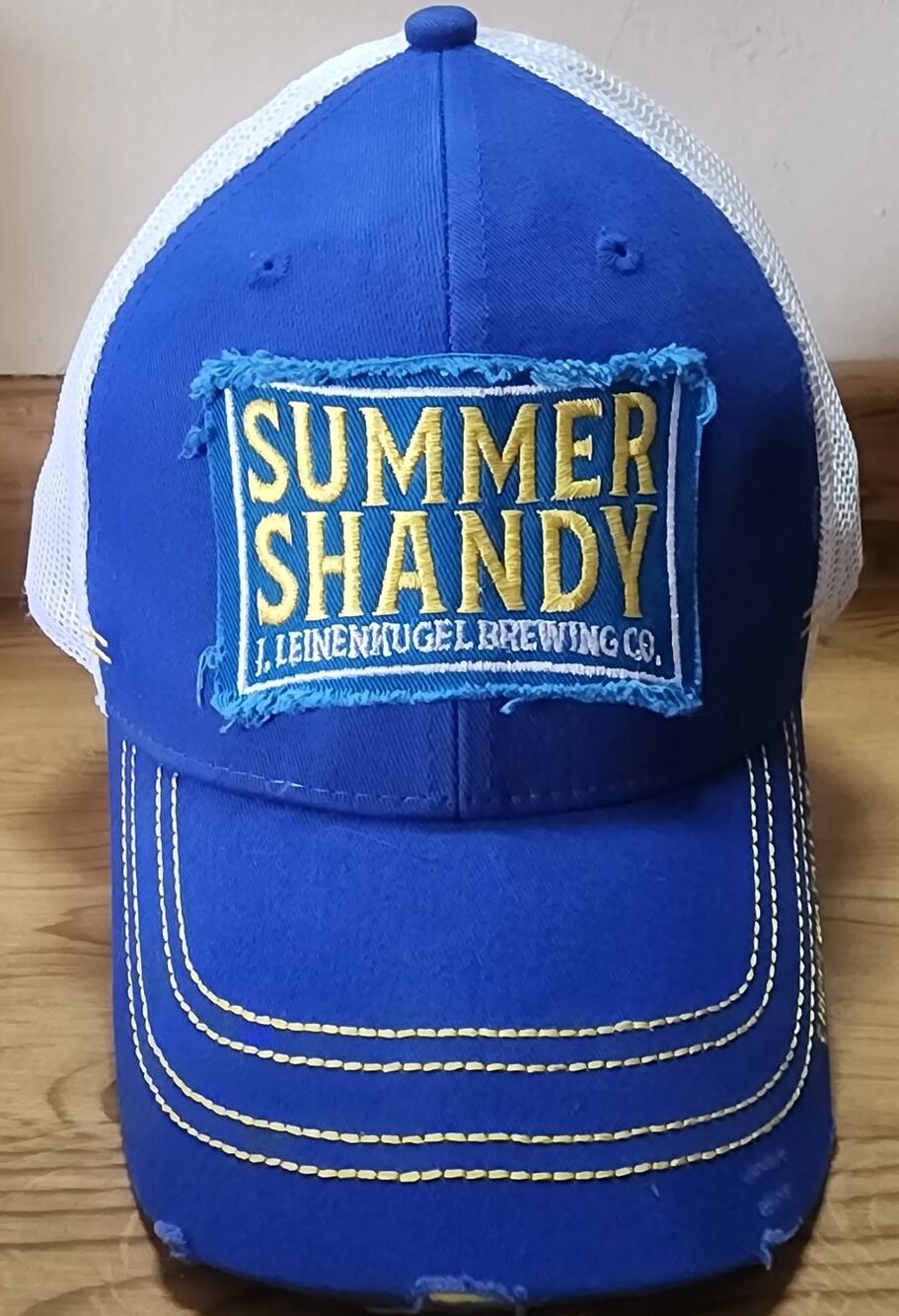 Leinenkugel's Summer Shandy Trucker Hat Blue White Distressed Adjustable Men's